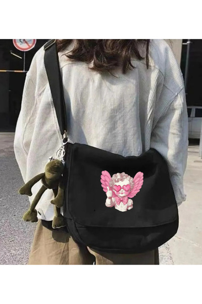 Gofeel Cute Angel Black Messenger Bag