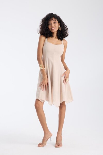 White By Nature Short Beige Dress with Straps