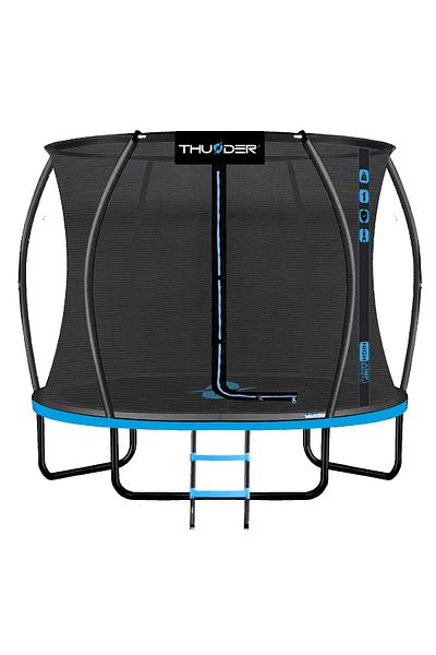 Thunder Trampoline for Children, Diameter 244 cm, Inner Net, Max. 150 Kg, With Ladder, Blue