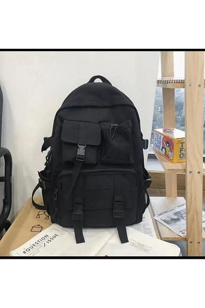 Karakedi Black Multi-Compartment Fabric Backpack