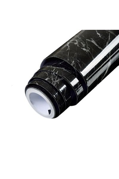 OEM Tapet autoadeziv pentru bucătărie, efect de marmură, 40cm x 1m, negru