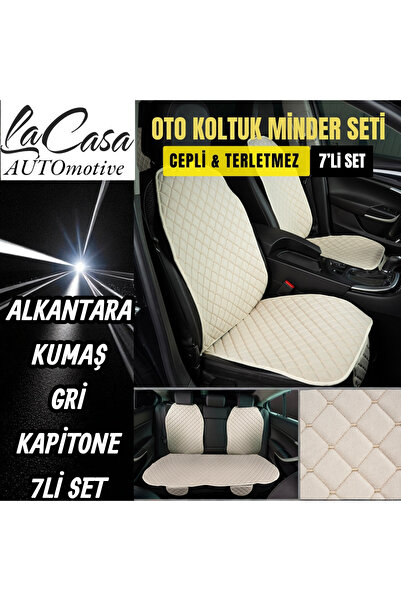 la casa Husa de scaun auto ergonomică Lacasa Anti-transpirație Alcantara (7 BUC.) - Set complet pentru vehicul cu 5 locuri CREMĂ
