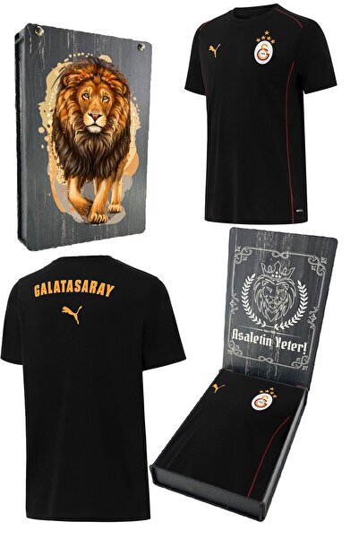 Galatasaray Γνήσιο μπλουζάκι με άδεια χρήσης με λαιμόκοψη μαύρο προπόνησης 5 αστέρων Gs Aslan Bas