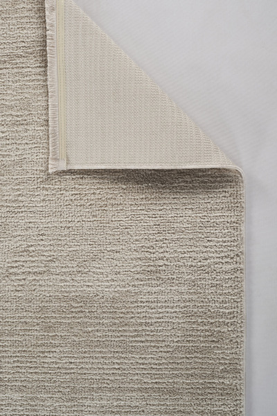 Apex Halı Lorenda 8421 Ekru Yumuşak Dokulu Spor Desenli Saçaklı Halı