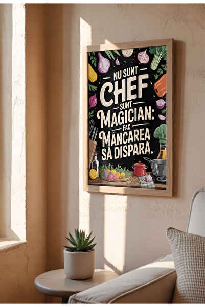21mxm Tablou cu citat amuzant despre bucătărie – Artă murală cu umor culinar românesc, poster de gătit pentru o casă confortabilă