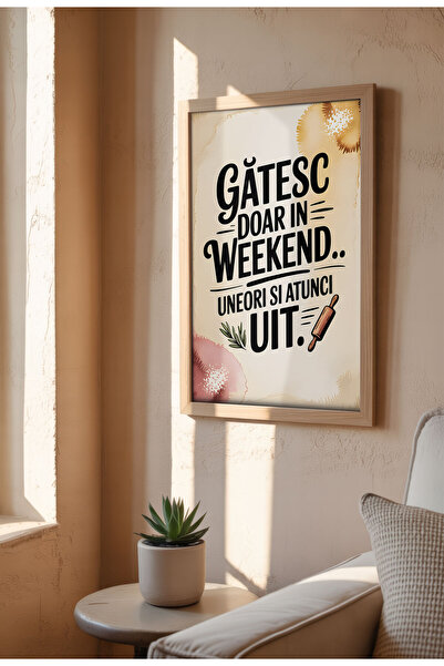 21mxm Tablou cu citat amuzant despre bucătărie – Artă murală cu umor culinar românesc, poster de gătit pentru o casă confortabilă