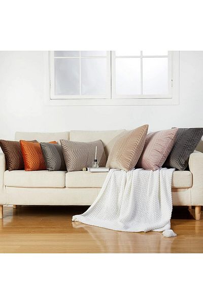 Juliyeh Set of 2 pillowcases, velvet, gray, 45 x 45 cm