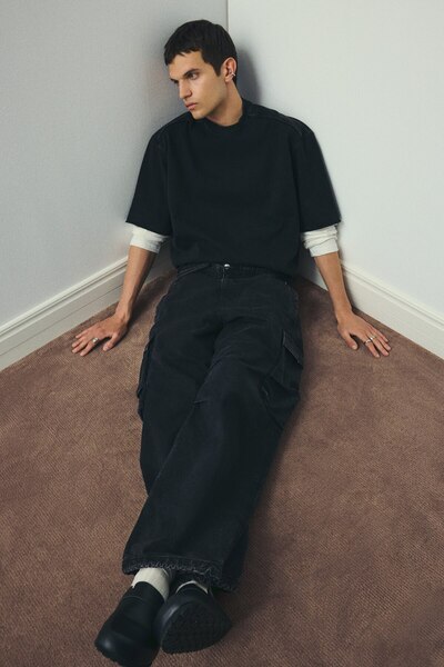 H&M Soluk Görünümlü Kargo Pantolon Loose Fit