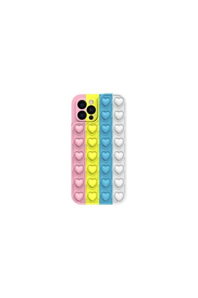 lemontti Θήκη Pop it με σχέδιο καρδιάς συμβατή με iPhone 12 Pro, Πολύχρωμη