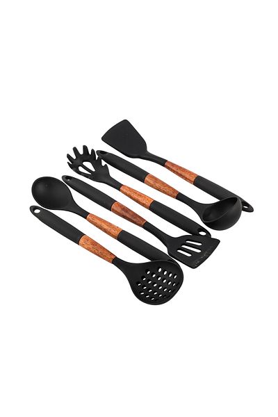Silicone 7-piece serving spoon set with stand