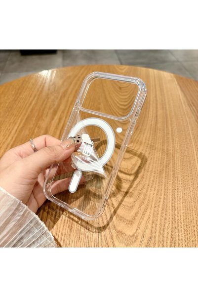bbtech İPhone 18 PRO ile Uyumlu Magsafe Kablosuz Şarj Destekli Şeffaf Silikon Kılıf