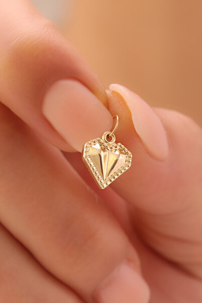 GENORO JEWEL 14 Ayar Altın Minimal Elmas Kesim Tasarım Kolye Ucu