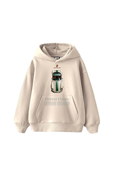 Bak Moda هودي بيج كبير الحجم مطبوع عليه Forever Classic للجنسين