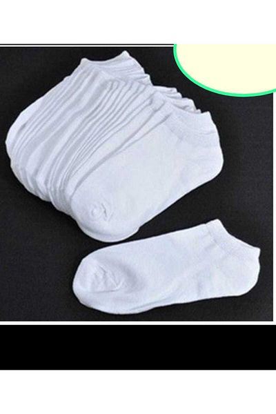 Generic 12-Pair Plain Ankle Socks. Summer White.