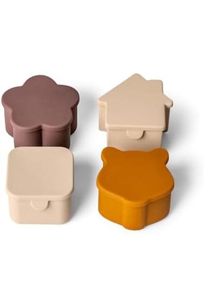 AC BOX Citron 4-Piece Silicone Lunch Box Organizers - Beige/Plum/Caramel 1060995 Ac Box 861931