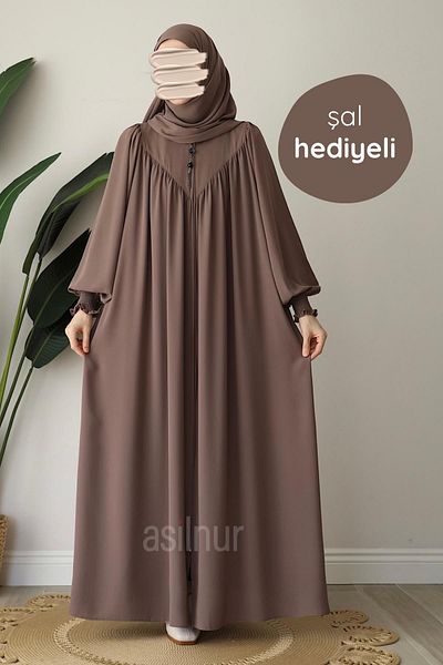 ASİLNUR Elif Ferace Shawl Gift Set Mink