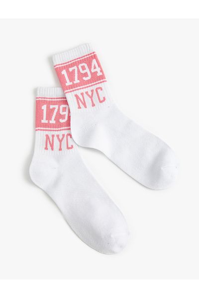 Koton College Socks Socket Embroidered