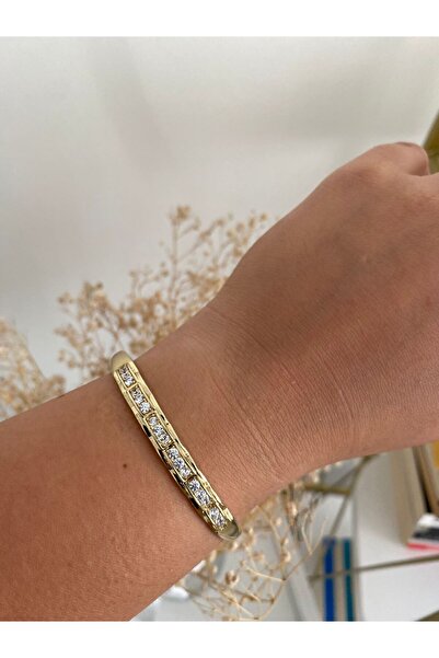 XUPING JEWELRY Zirkon Taş Detaylı 14K Xupıng Çelik Kelepçe
