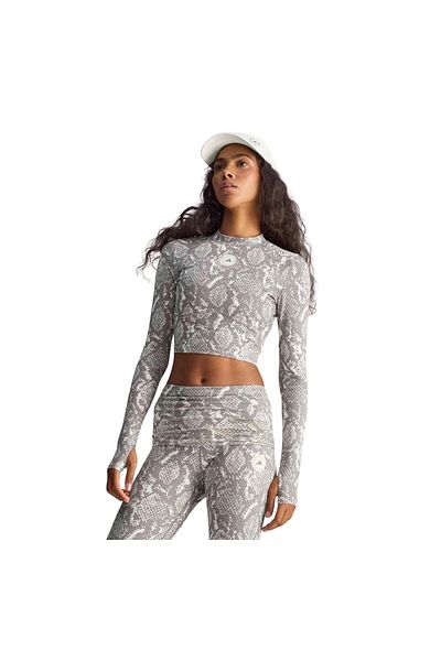adidas Jm8478-K by Stella Mccartney Training Longsleeve Crop Women's T-Shirt Gray