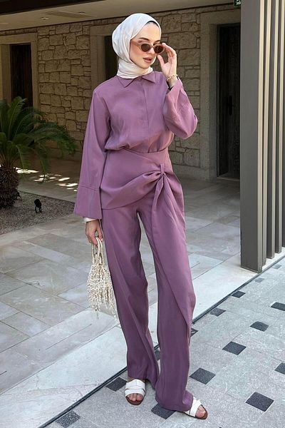 BİNAAR Allerli Trouser Suit Plum