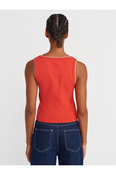 Dilvin 21087 Tricou contrastant-roșu