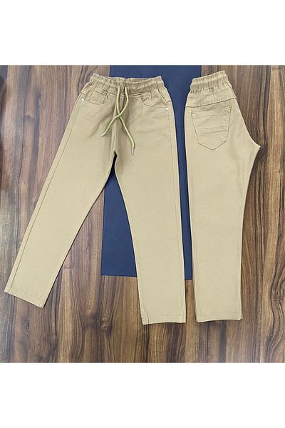 Nisu Tasarım School Trousers with Elastic Waistband and Straight Legs Gabardine