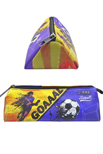 Limmy Husă pentru creion Bleumarin Galben Culoare Fotbal Triunghi Husă pentru creion Jumbo Suport pentru stilou din piele vegană