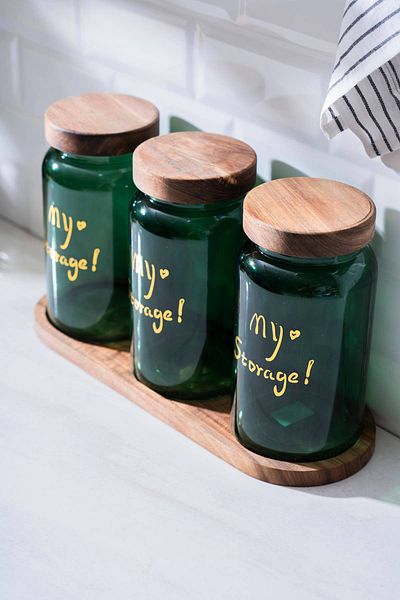 ACAR Pierre Acacia Jar Set with Lid - 19 cm