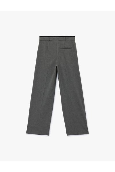 Koton Pleat Detailed Wide Leg Fabric Trousers with Pockets