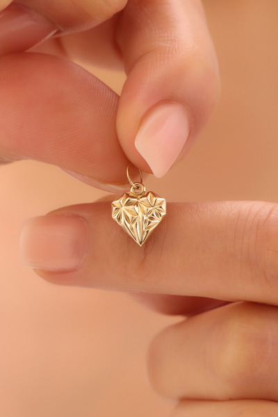 GENORO JEWEL 14 Ayar Altı Minimal Diamond Kalp Kolye Ucu
