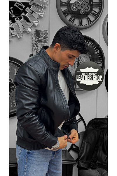 derimont Elastic Straight Simple Classic Leather Jacket