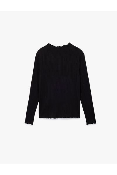 Koton Tricou cu mânecă lungă din viscoză, slim fit, cu guler ridicat