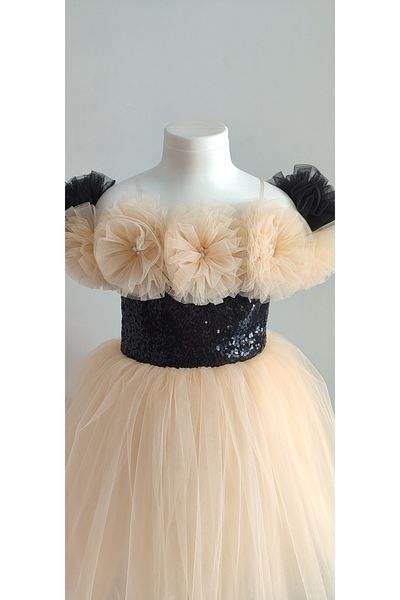 BOZTAŞ BEBE Pearl Flower Sequin Evening Dress & Gown & Birthday & Wedding Dress