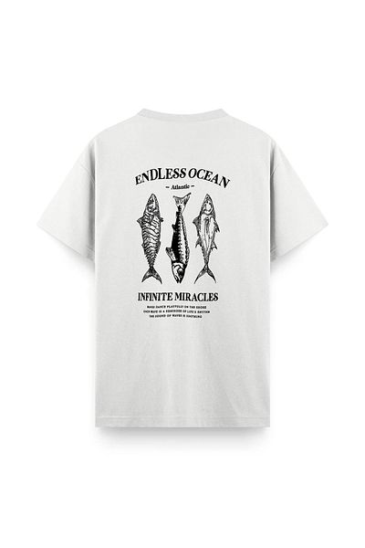 Oksit Endless Ocean Back Printed Crew Neck Men's Tshirt