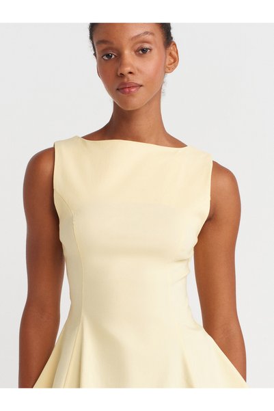 Dilvin 50281 Peplum Top-Light Yellow