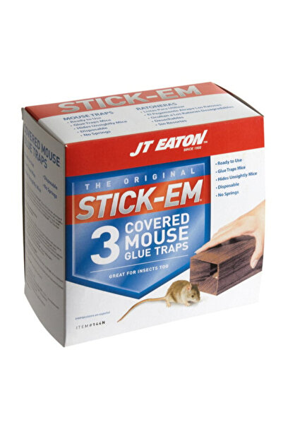 Stick-Em مصيدة غراء الفئران المغطاة الجاهزة للاستخدام مرة واحدة