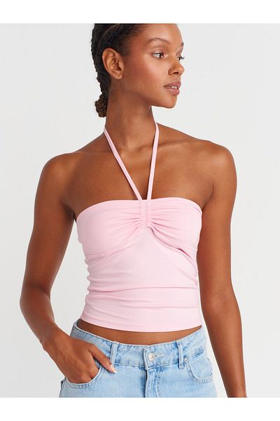 Dilvin 31959 Halter Strapless Top-Powder Pink