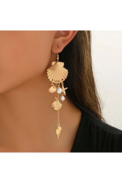Minnoş Dükkan Bohemian Seashell Dangle Earrings