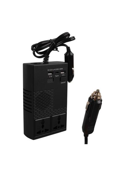 Olesson 1664 DC 12-24V 200W Oto Araç Power İnverter 1X Çakmak Girişi - 1X TYP...