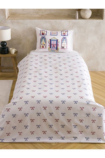 LC Waikiki Bow Printed Single Duvet Cover Set