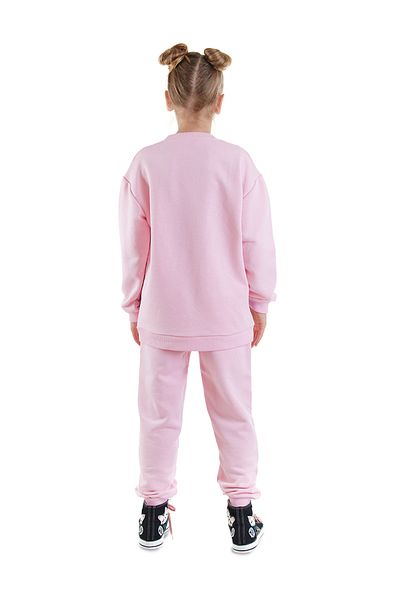 Denokids Striped Friends Girl's Pink Tracksuit Set
