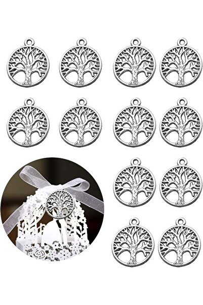 Azexcy Set de 100 de pandantive pentru proiecte DIY, metal, argint, 20 mm