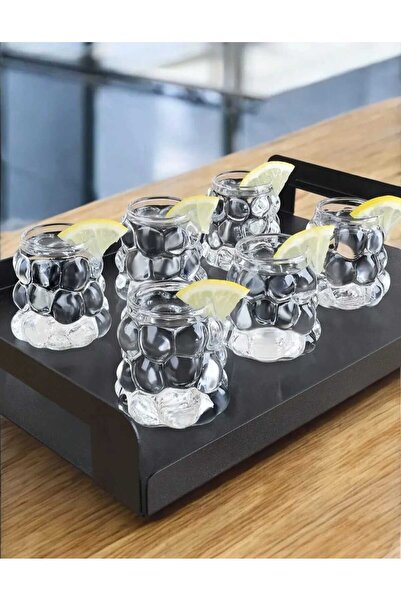 AuraStile HomeAura 75ml 6lı Boncuk Kahve Yanı Bardak 6 Adet Mini Üzüm Boncuk ...