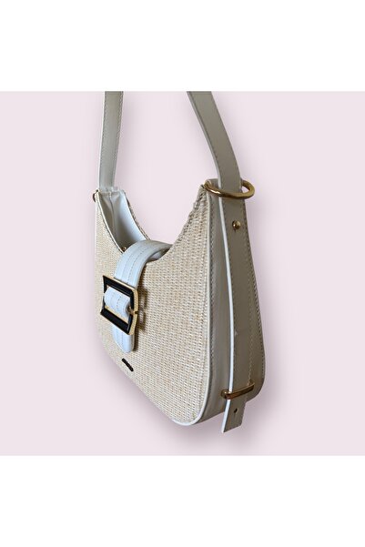 Angel Polo Women's Straw Textured Buckle Shoulder Bag
