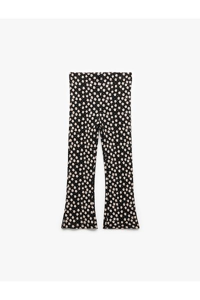 Koton Floral Cotton Leggings with Wide Leg Pocket Detail