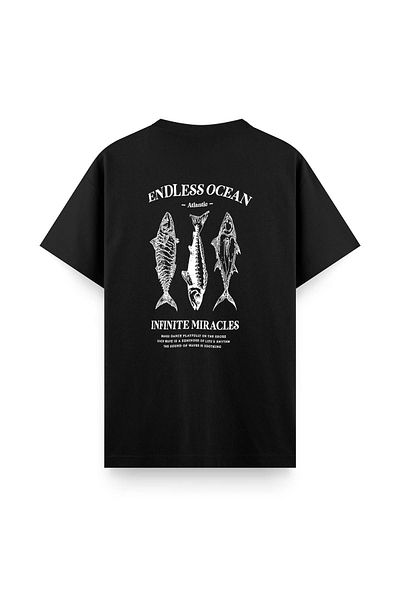 Oksit Endless Ocean Back Printed Crew Neck Men's Tshirt