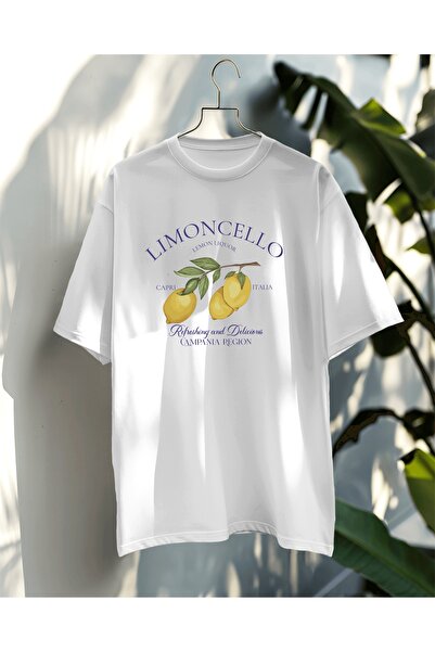 Hediyenza Lemon, Limoncello Printed Oversize T-Shirt Unisex 100% Cotton