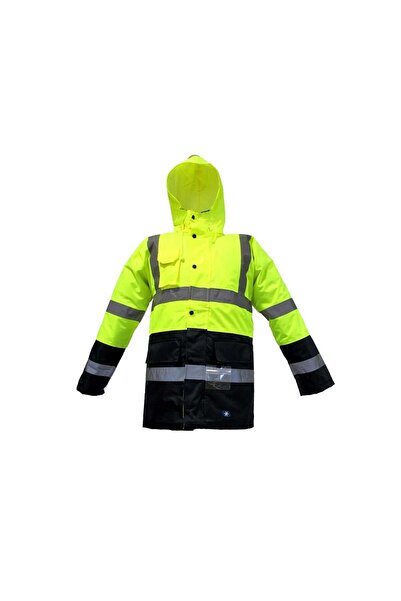 Junior JN1013 Waterproof Fosforlu Oxford Parka Sarı Lacivert XL beden