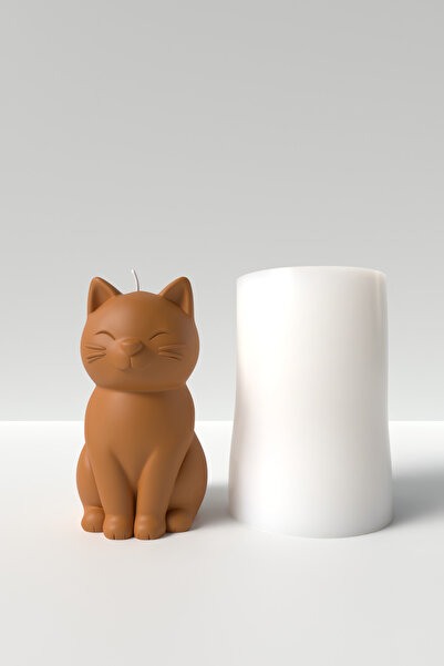 Cageartstudio Kedi Mum Silikon Kalıp - Sevimli Kedi Mum Kalıbı, Kedi Figürlü Mum Kalıbı 9 x 5 cm