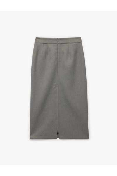 Koton Regular Fit Midi Pencil Skirt with Back Slit Detail